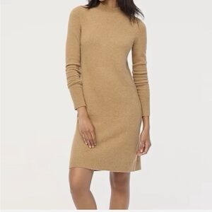 J. Crew Wool Blend Mock Neck Sweater Dress Camel Size L